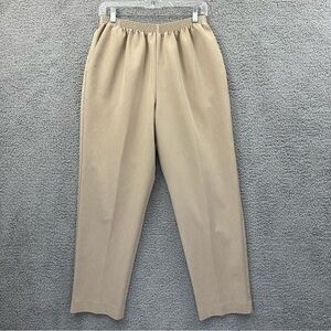 Vintage Alfred Dunner Pull On‎ Elastic Straight Leg Pants Beige Women's Size 14